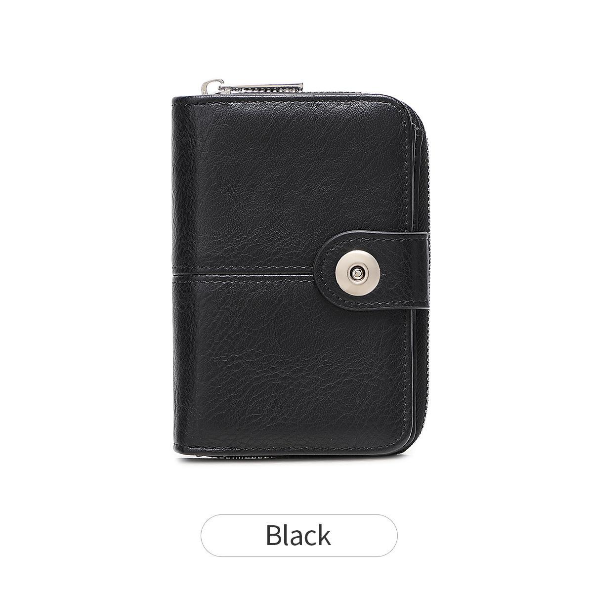 Women s Wallet Retro Trifold RFID Short Wallet Fashion Large Capacity Buckle Zipper Coin Women s Coin Purse Card Holder