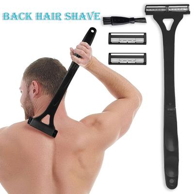 Men Back Shaver with 2 Heads Brush Folding Long Handle Bath Shower Back Hair Trimmer Manual Wet Dry Body Hair Remover Grooming Tools