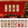 Christmas Banners 4 Pieces Holiday Porch Sign Santa Snowman Elk Front Door Banner For Home Party Wall Room Patio Window Outdoor