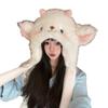 New Winter Cartoon Lamb Thick Plush Hat for Women Keep Warm and Pinch Ears and Move Ear Protection Windproof Hat