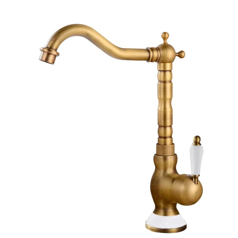 European Style Gold Basin Faucet Chrome Hot and Cold Mixers Antique Wash Basin Faucet Taps 360 Rotating Kitchen Faucet