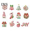 Handmade Wooden Ornaments for Holidays 12/24/36 Pcs Christmas Set, Red Green Striped Candy Cane Tree Country Style Decorations, Xmas Hanging