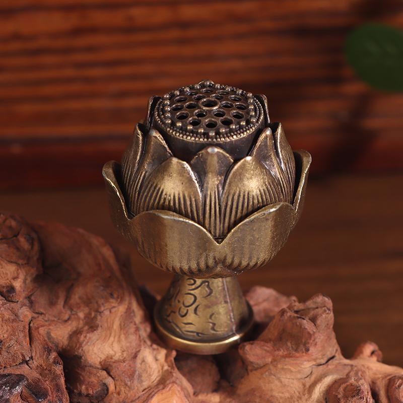 Alloy Lotus Incense Burner Lotus Incense Censer Archaic Copper Sandalwood House Furnishings Home Office Decoration