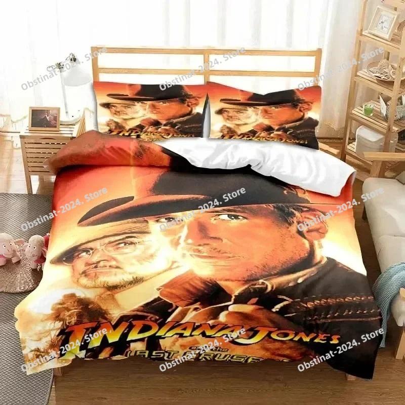 Indiana Jones Das Rad des Schicksals Stilvolles Bettwäsche-Set Bedruckte Bettbezug Laken Kissenbezug Weiche Steppdeckenbezug Voll Queen King Size