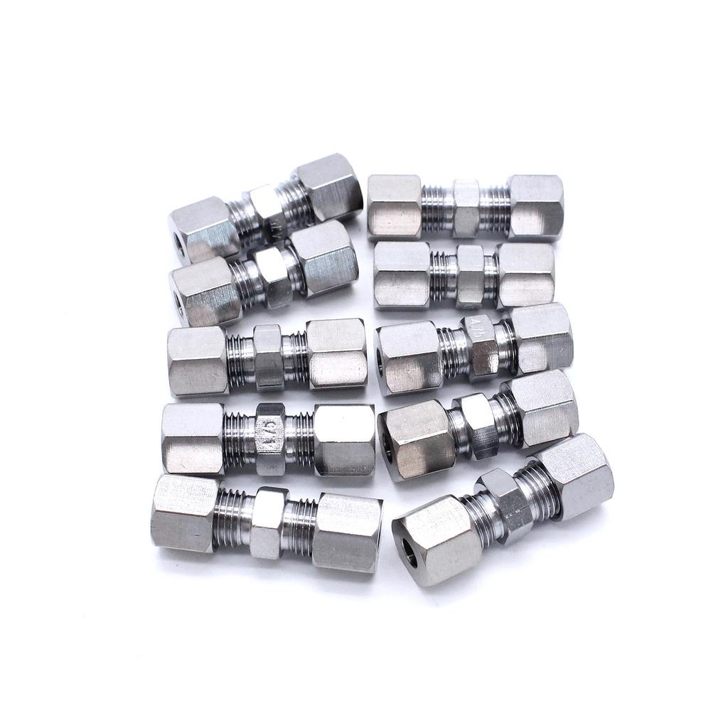 10pcs Universal Brake Line Union Fittings Straight Reducer Compression Kits Connector 3/16" OD Hydraulic Brake Lines Pipe Car