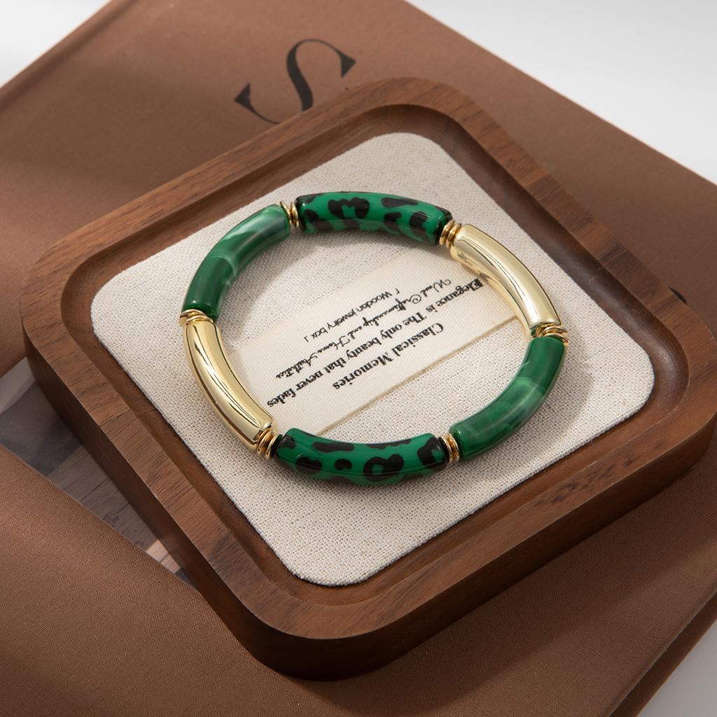 Geometric Round Pipe Bend Bracelet Female Leopard Print Personalized Bamboo High-End Sense Trend Bracelet Jewelry