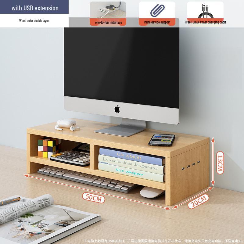 Desktop Monitor Stand and Laptop Riser with Office Storage