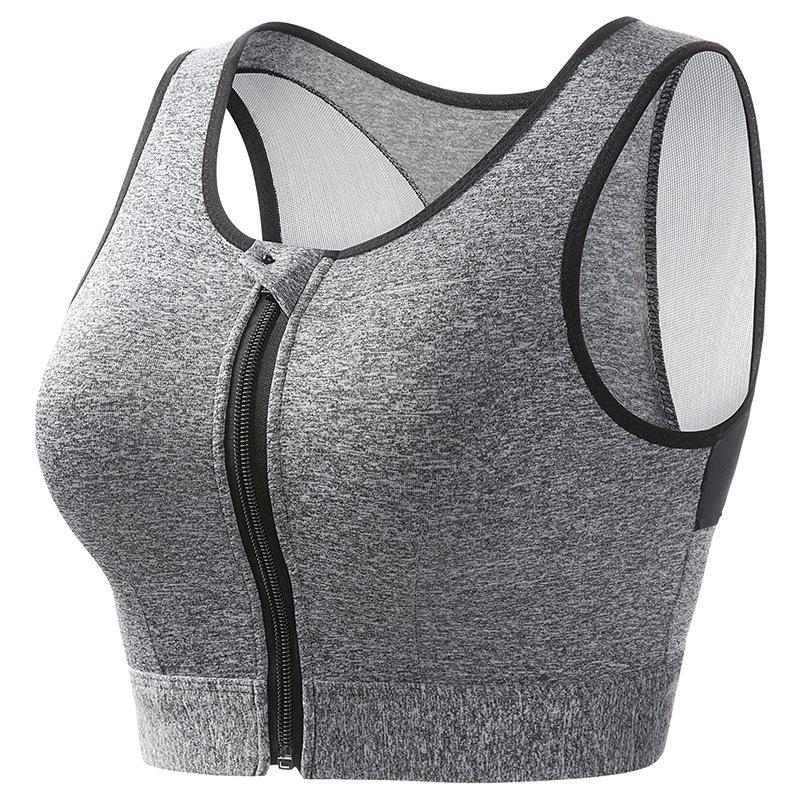Women's Wireless Sports Bra - Front Zipper, Anti-Sag, Shockproof, Plus Size, Beautiful Back Design for Fitness and Running
