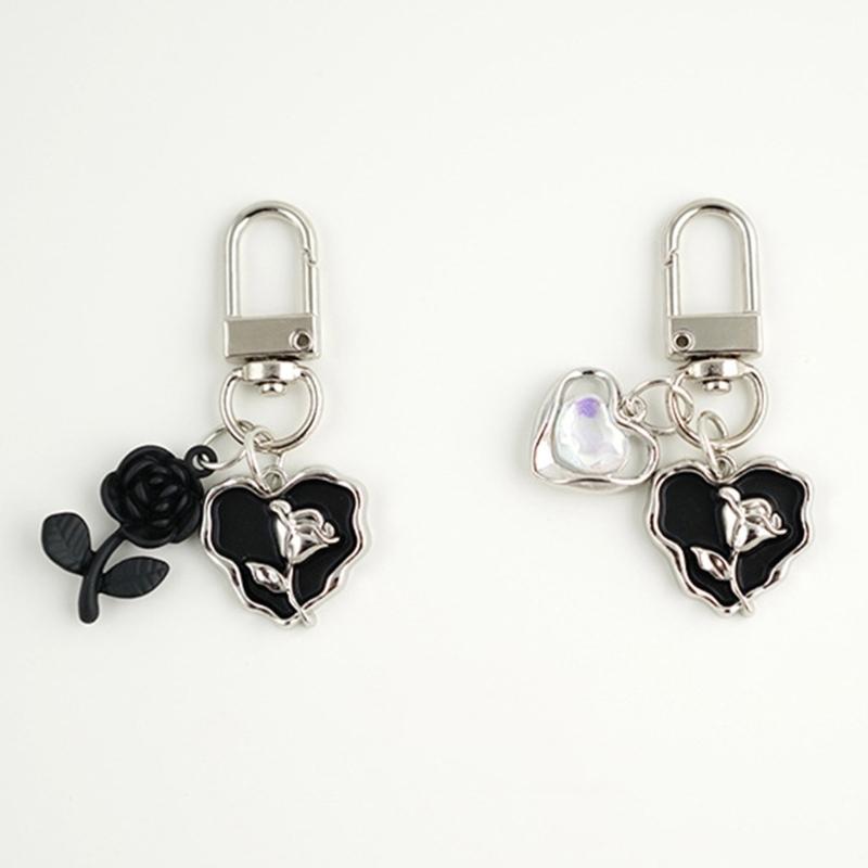 Heart Rose Keychain Car Decors Accessory Fashion Bag Pendant Unisex Key Holder Car Decorative Charm Suitable for Key Bag