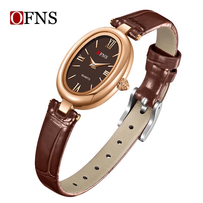 Waterproof Women's Quartz Watch with Solid Steel Band and Simple Oval Design