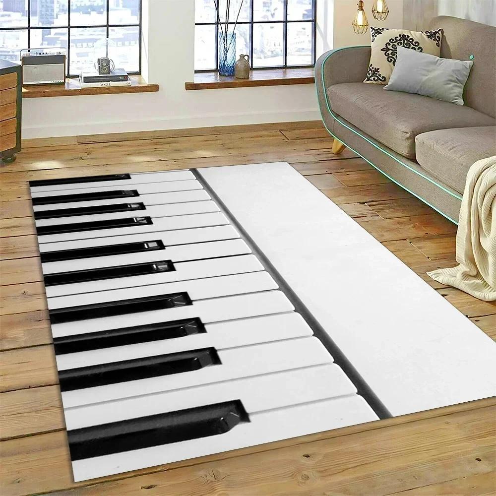Covor Cartoon cu Chei de Pian 3D, Covoraș pentru Instrument Muzical, Decor pentru Casă, Sufragerie, Dormitor, Canapea, Preș de Intrare, Covor pentru Zona Copiilor, Covor Antiderapant pentru Podea