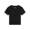 Li Ning Sports Trend Series Round Neck Fitted Short Sleeve Drop Shoulder T-Shirt Women Tops Black AHSU762-2