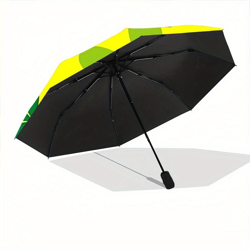 1pc Flower Pattern Automatic Folding Umbrella - 8-Rib Iron Frame, Windproof, Portable Sunshade with Plastic Handle for Travel & Outdoor Acti