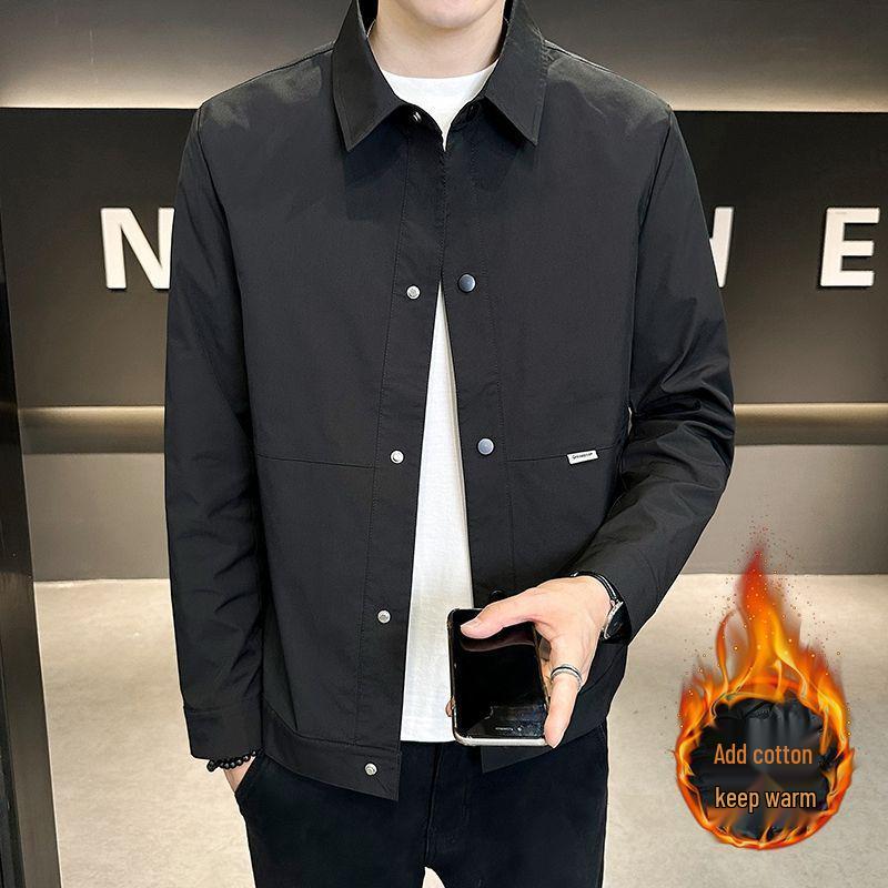 Men's Slim Fit Cotton Jacket - Stylish, Warm, Versatile, Turn-Down Collar for Autumn and Winter