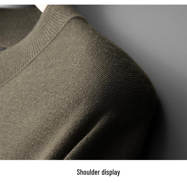 2025 Autumn Men's Plus Size Thick Knit Pure Color Long Sleeve Hoodie