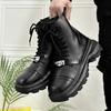Stiefel für Herren, Alltagskleidung im Freien, höhenverstärkende Schuhe, Originaldesign, Herbst/Winter, neuer Punk-Stil, knöchelhoch, schwarzes Hombre-Leder
