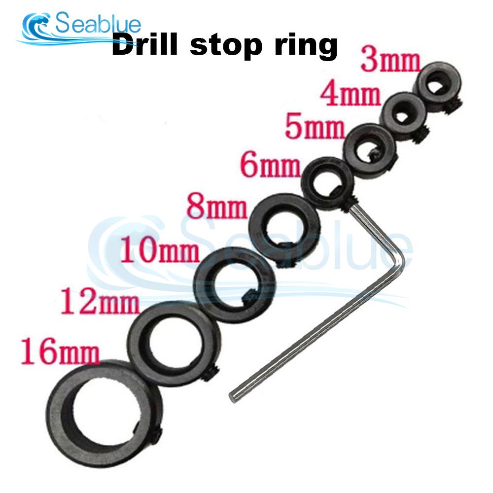 

9Pcs 3-16mm Bit Positioner Free Small Wrench Drill Depth Stop Ring Woodworking Drill Bit Limiter Woodworking Tools 2.5mm Hexagon