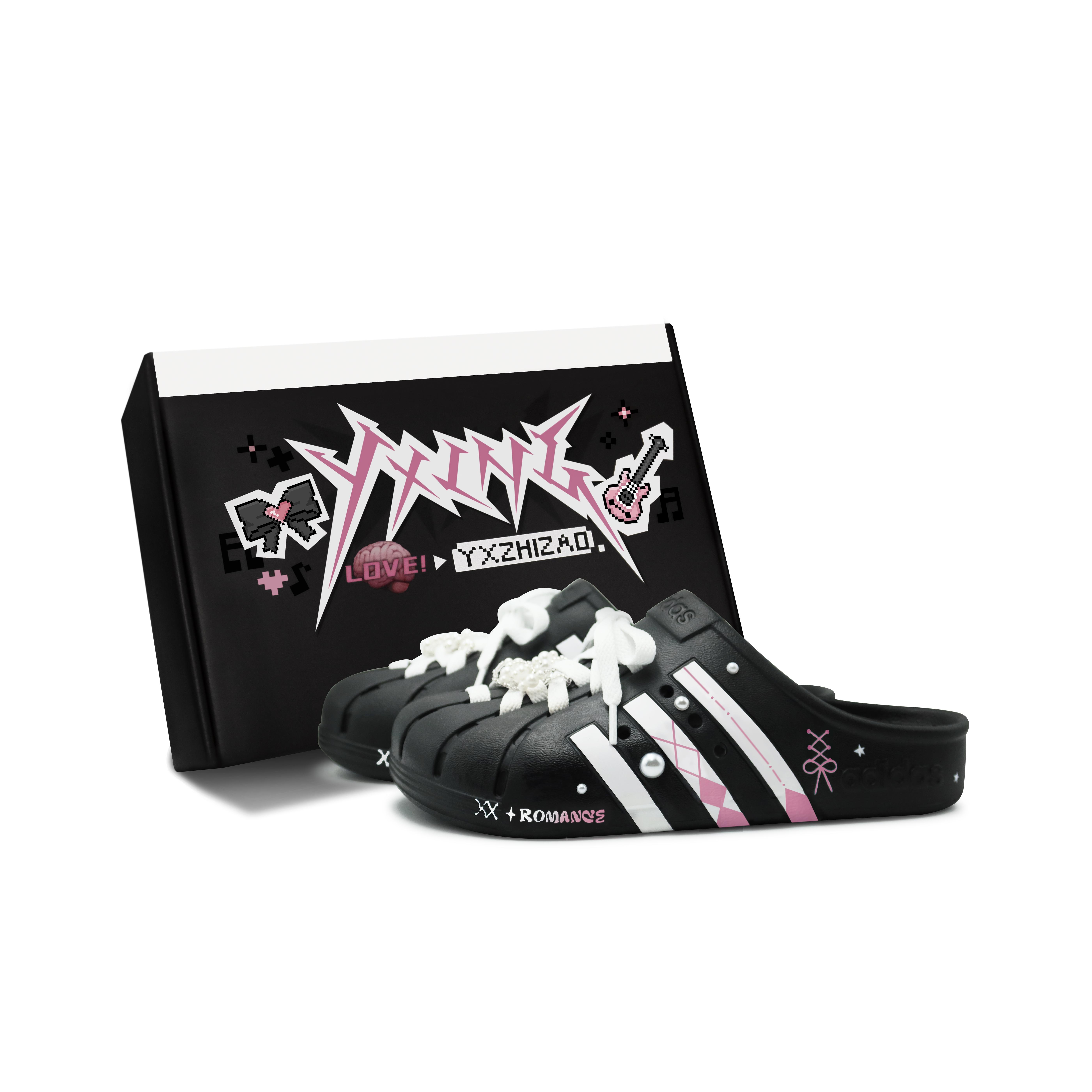 Adidas ADILETTE CLOGS Closed Toe Slippers Unisex Black White Pink GZ5886(Team186-S-BOX) 37⅓