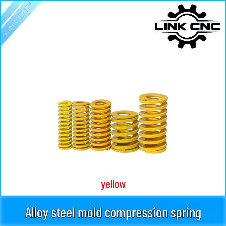 LINK CNC High-Strength Heat-Resistant Alloy Steel Yellow Mold Compression Spring, 6mm-27mm