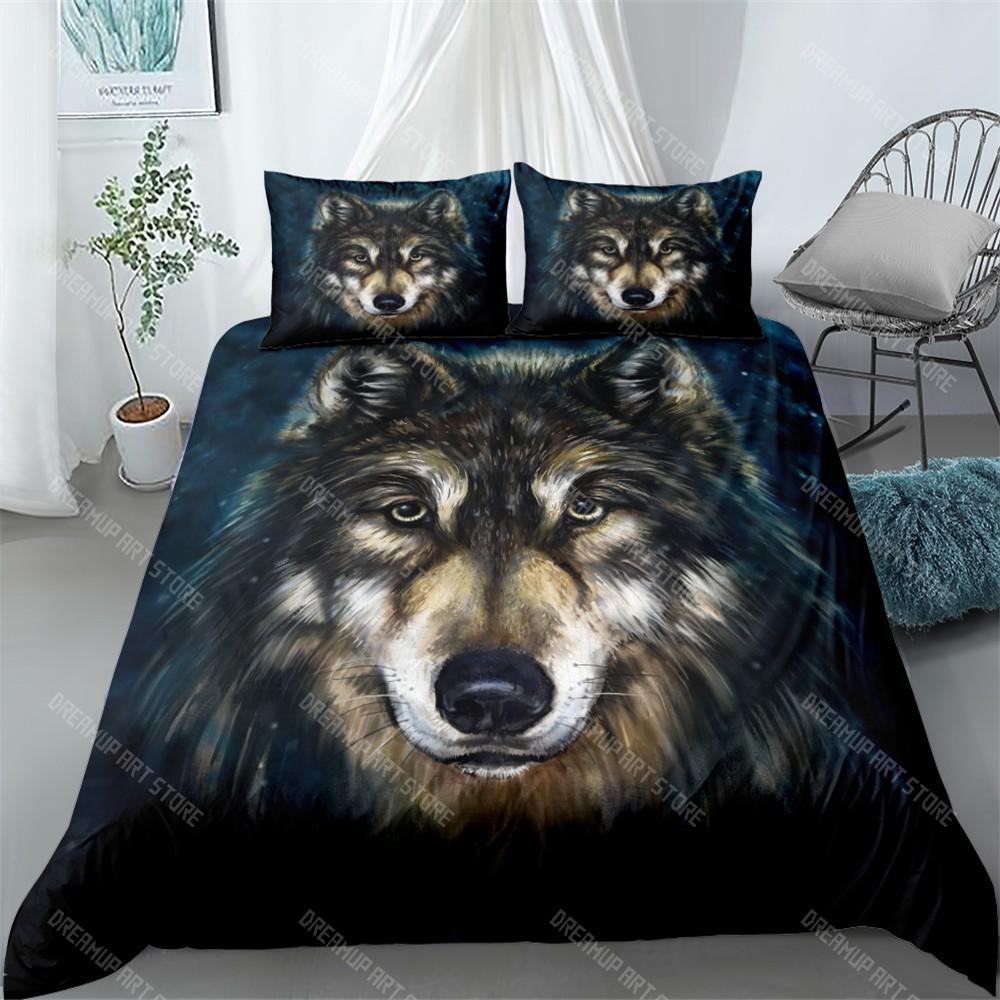 Digital Wolf Duvet_Doona Cover Set Single Twin Double Queen King Cal King Size Bed Linen Set