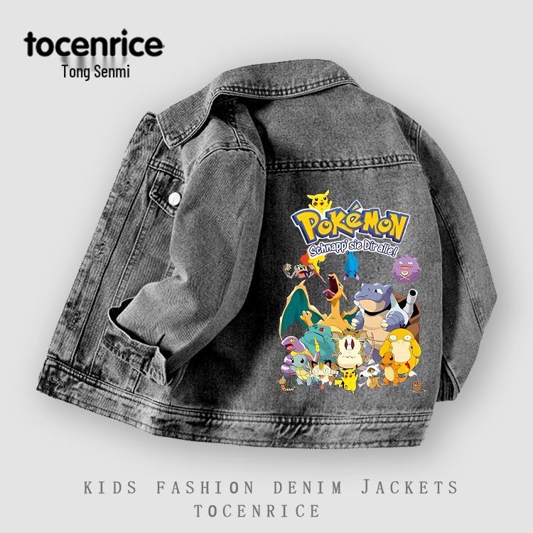 

Children s Pikachu Denim Jacket - Spring/Autumn 2025 Casual Pokémon Style for Boys and Girls 130