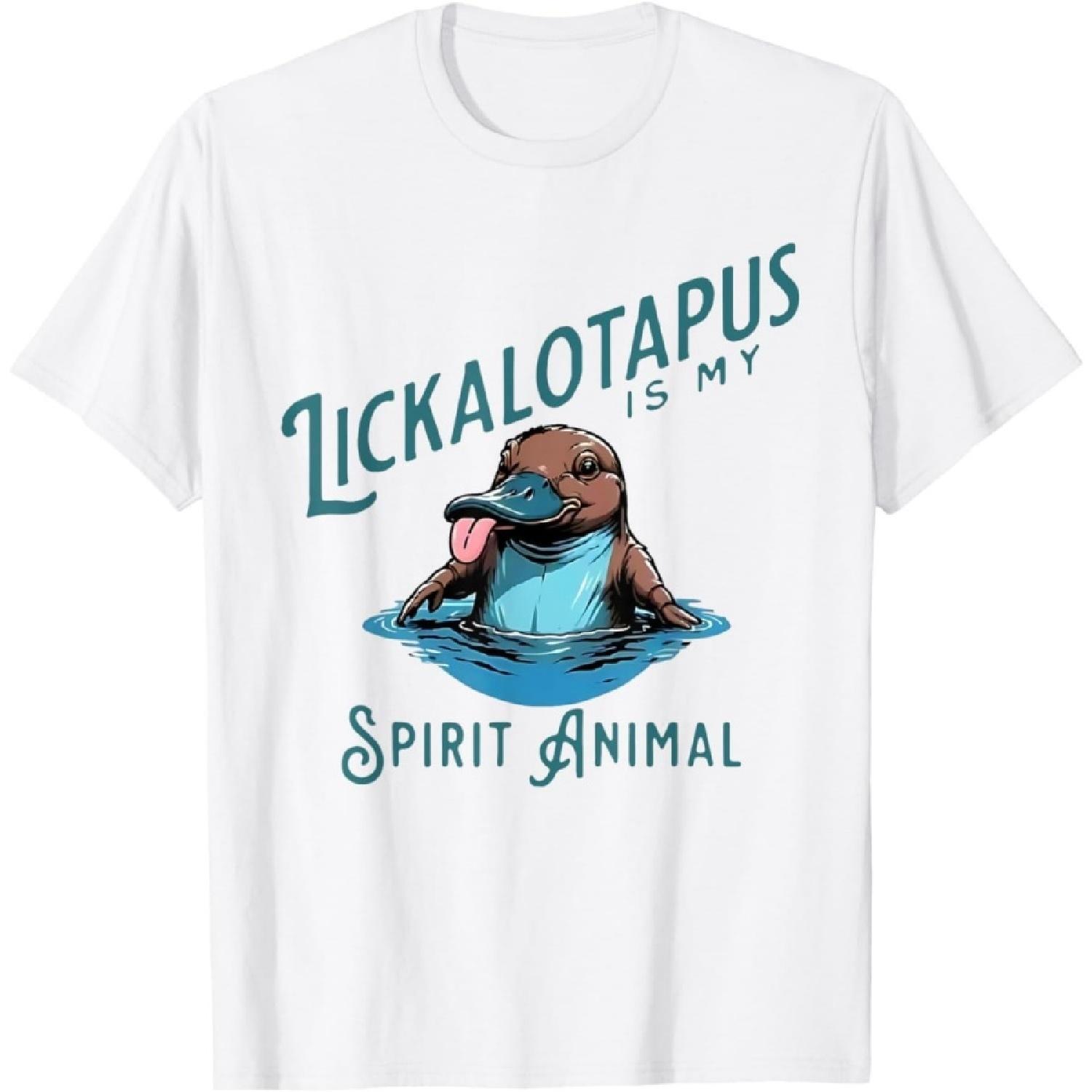 SHANGCHEN Funny Lickalotopus is My Spirit Animal Funny Platypus Humor T-Shirt S