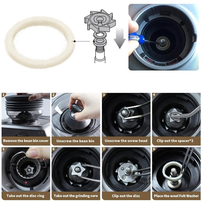 Pack of 5 Multifuntional Wool Felt Seals Suitable for Coffee Appliances Providing Excellent Noise and Vibration Control