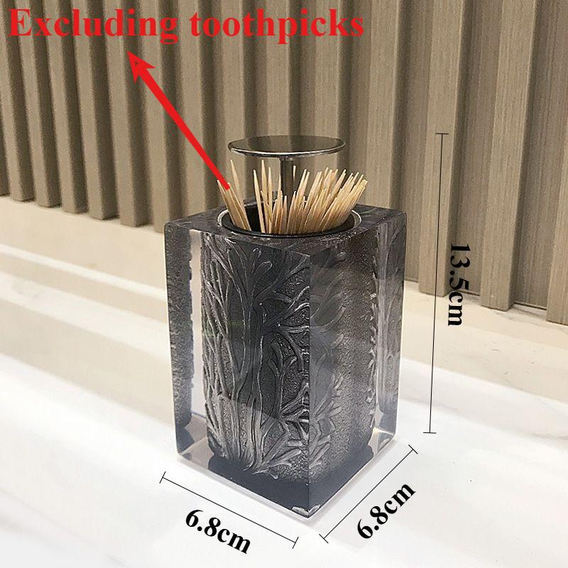 

Plastic Press Toothpick Box Toothpick Jar Living Room Desktop Decoration Cotton Swab Jar Toothpick Holders Excluding Toothpicks