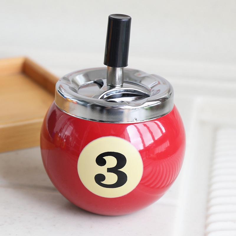 Large Star Moon Billiards Ashtray with Lid - Creative Anti-Fly Metal Iron Decor