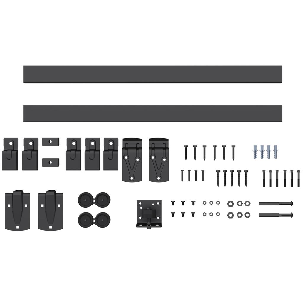 Heavy-duty sliding door hardware set 183 cm Black for single doors