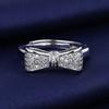 925 Sterling Silver Korean Fashion Bowknot Cubic Zirconia Adjustable Full Paved Ring for Women Cross Border Hand Jewelry in Stock