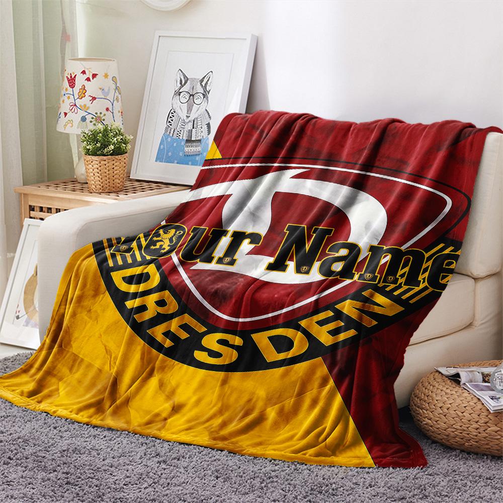 1 Stück Dynamo Dresden Benutzerdefinierter Name Gemustert Flanell Decke Geeignet Für Alle Jahreszeiten Für Heimdekoration Wärme Und Komfort Geschenke Feiertagsgeschenk