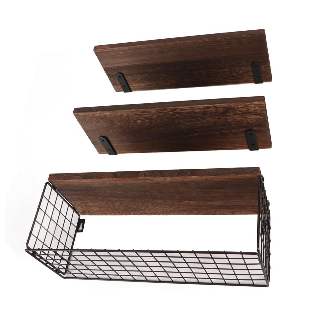 Wall Floating Shelves Candlenut Adjustable Dark Brown Wall Mounted Storage Shelves for Bathroom Bedroom Kitchen Garage