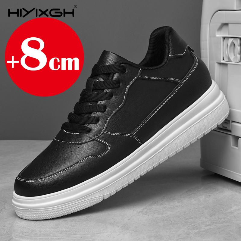 Genuine Leather Men's 6/8cm Height Increasing Sneakers Fashion Casual Shoes Mens Outdoor Running Sneakers Size 36-46 Designer