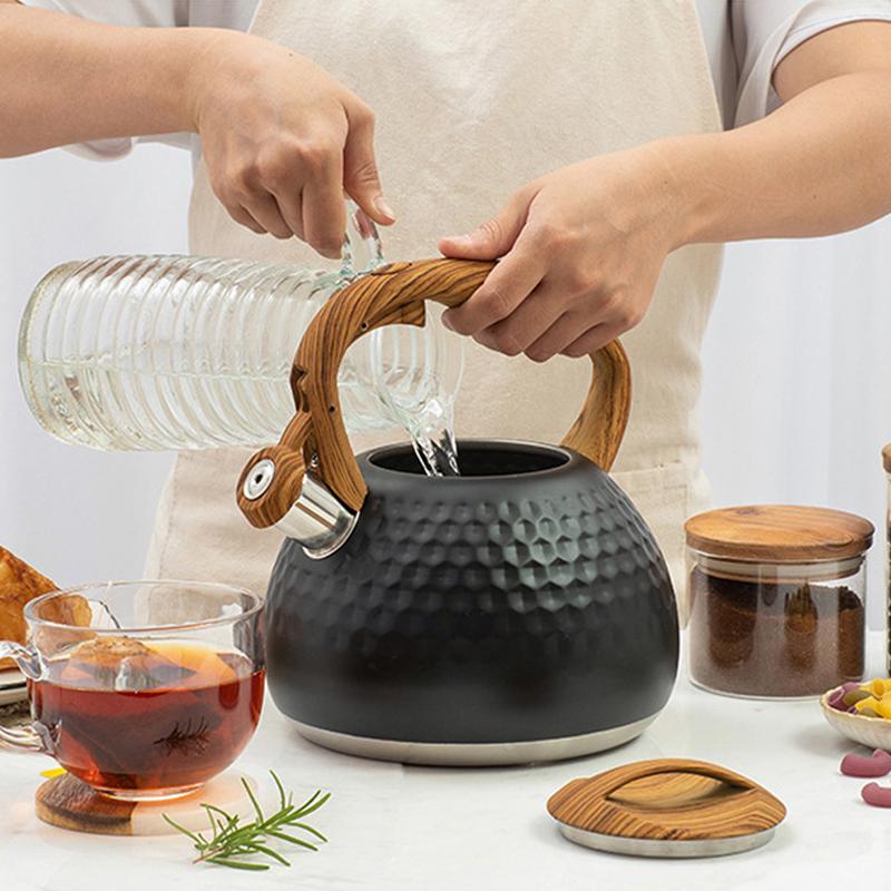 3L Nerezová Pískací Varná Konvice Kuchyňské Nádobí Kladívkový Vzor Zvuková Konvice Tepelně Odolná Rukojeť Plynové Indukční Sporáky