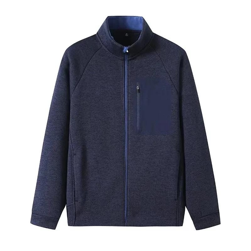 Locker geschnittene Strickjacke aus Lammvelours mit Stehkragen Sportbekleidung für Herren Outdoor Warm Herbst Winter Oberbekleidung