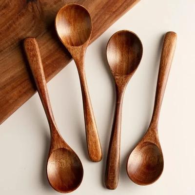 Japanese Style Nanmu Deep Tone Soup  Solid Wood Soup Spoon  Wooden Rice Spoon  Spoon for Eating and Drinking Soup At Home