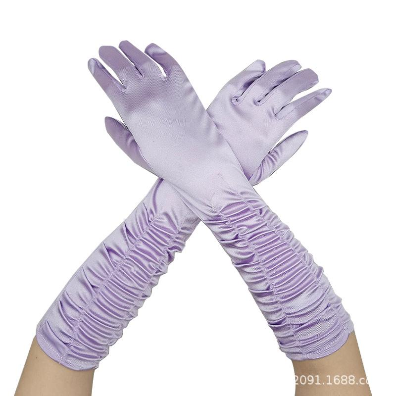 

Свадебные перчатки для невесты Женские перчатки с драпировкой для сценического выступления Свадебные перчатки Сатиновые атласные перчатки average size светло-фиолетовый