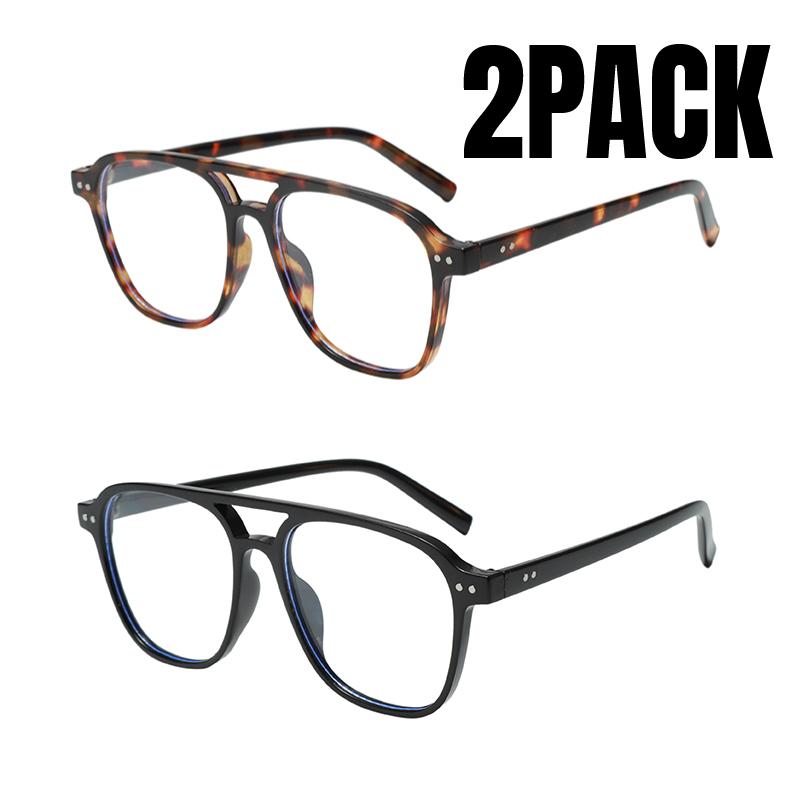 2PACK Fashion Double Bridges Pilot Women Sunglasses Retro Rivets Men Trending Gradient Sun Glasses Shades UV400