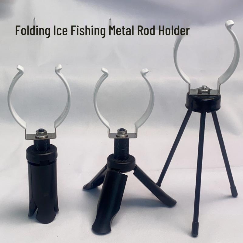 Eisfischen Klappbarer Metallrutenhalter - Universeller Tragbarer Mini-Ständer für Winterfischerei-Zubehör