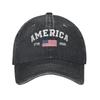 USA Th Commemorative Baseball Cap Retro Distressed Washed  Sun Cap Unisex Women Outdoor Workouts Adjustable Fit Hats Cap
