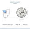 BAMOER 925 Sterling Silver Blue Synthetic Opal Devil's Eye Finger Ring Cubic Zirconia for Women Anniversary Gift Jewelry