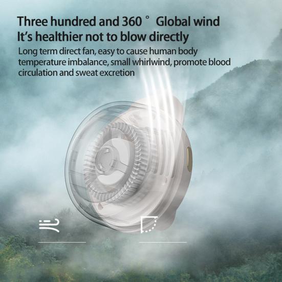 Mini Belt Fan Portable Clip-On Small Fan with 360 Degree Swivel Clip Bladeless Safety Design 3-Speed Silent USB-C Rechargeable Wearable Personal Fan