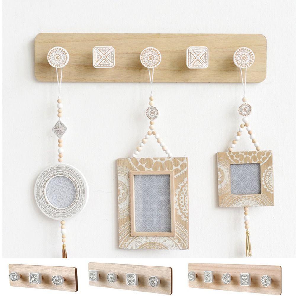 Rustic Wall Hanger Hook Wall Mounted Hat Clothes Bag Rack Nordic Wooden Coat Hooks  Entrance