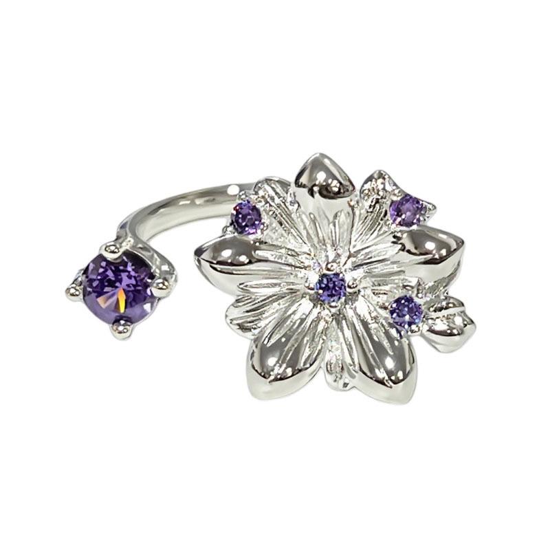 Korean Style Romantic Floral Open Ring for Women