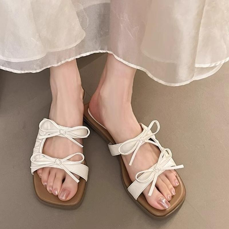 Fashion Woman Slippers Summer 2025 Outdoor Beach Slipper Comfortable Fashion Butterfly-Knot Wedges Elegant Women Shoe Sandalias De Mujer