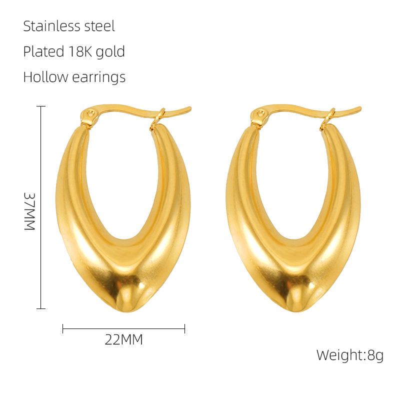 2025 new trendy fashion electroplating polished hollow earrings simple and versatile classic design earrings