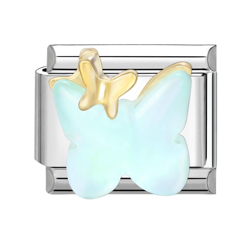 Shiny Zircon Bow Knot Heart Butterfly Pendant Italian Charm Links Fit 9mm Stainless Steel Bracelet Women DIY Making Jewelry Gift
