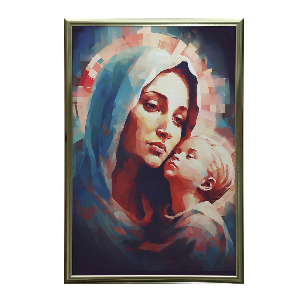 Blue Care: Mary With Baby Jesus Heavenly Protection: Mary With Baby Jesus, 50X70 Cm, Unframed, Premium Canvas On Stretcher