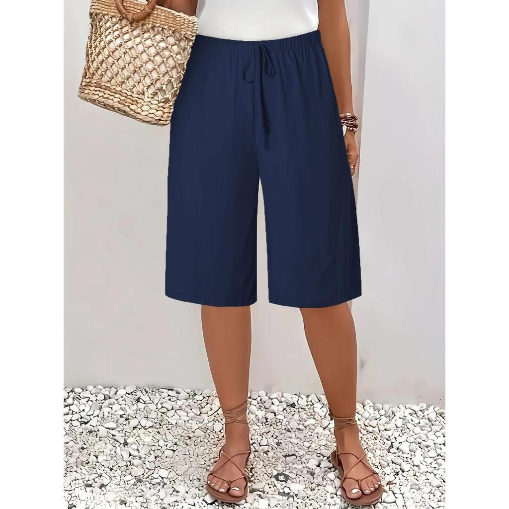 Ladies, Casual Pants, Fashionable, Solid Color, Cropped Pants, Mid Length Pants